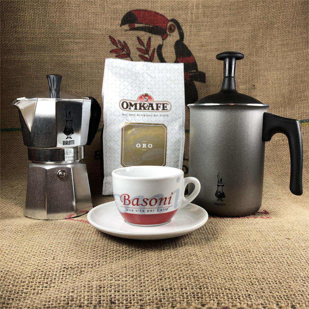 Bialetti Home Set - mit Milchschäumer und Cappuccinotasse – Basoni Kaffee
